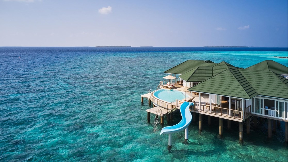 Ultimate Luxury of Jumeirah with Lagoon Overwater Villa Slide Maldives Ultra All Inclusive with Seaplane